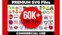 deliver 60,000 svg cut file design bundle pack