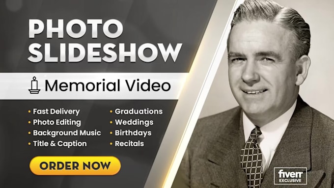 create beautiful memorial funeral photo slideshow video