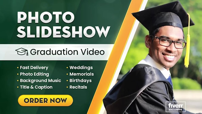 create graduation photo slideshow, wedding, memorial video