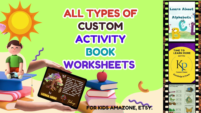 design custom worksheets and kids activity book cover design