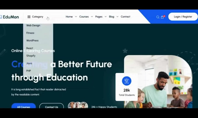 design wordpress educational course website lms website elearning lms website