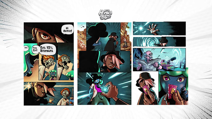 draw comic art for books, panels, and characters
