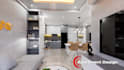 render 3d interior design for apartment, kitchen, and bathroom