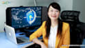 make a chinese female spokesperson video in real office background