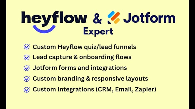 create heyflow quiz funnels, lead funnels, onboarding flows and jotform forms