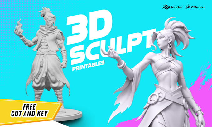sculpt 3d model character, action figure, toys, and statue for 3d printing
