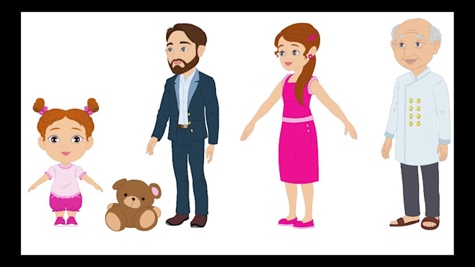 create cute 2d character design for 2d animation