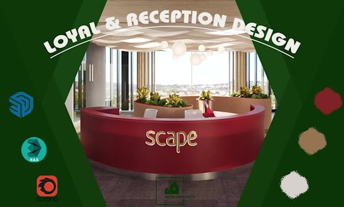 create realistic images for the lobby, reception desk