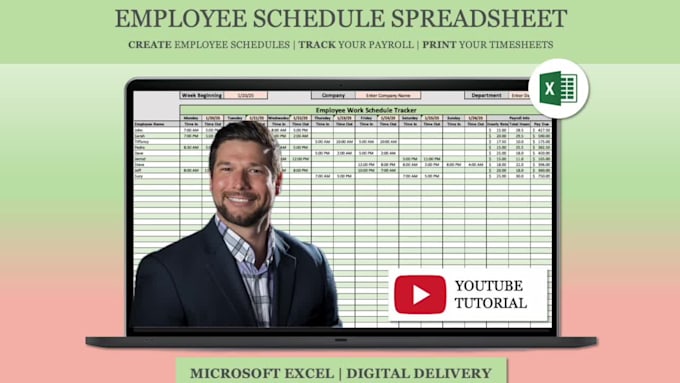 send an employee work schedule tracker excel spreadsheet