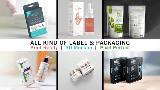 do product packaging, mailer box, shipping box, label and pouch design