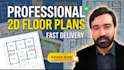 draw 2d floor plans, architectural design, redraw sketches in autocad, rendering