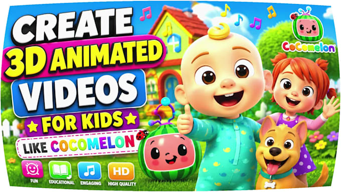 create 3d animated videos for kids like cocomelon