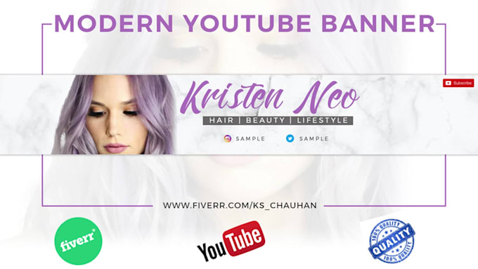 design attractive and minimalist youtube banner, channel art