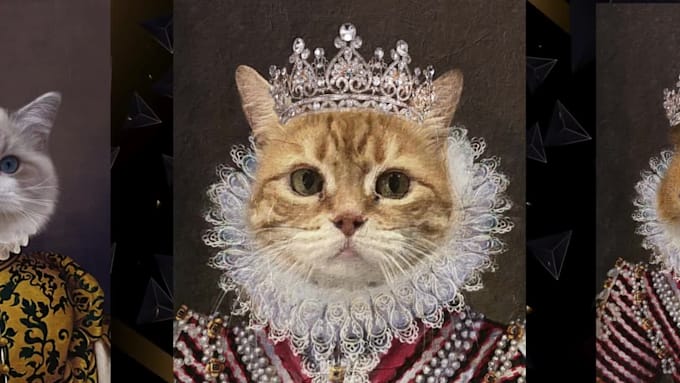 do a custom royal pet portrait, dog portrait, cat portrait