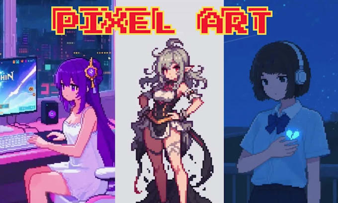 do pixel art character , assets looping lofi animation  8bit 16bit animated gif