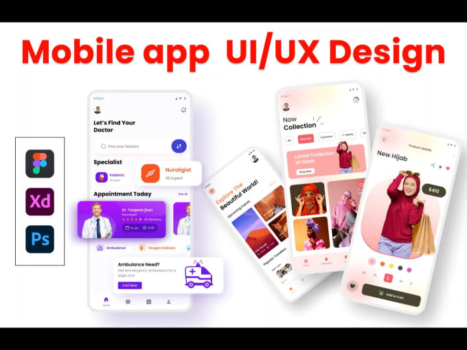 Do mobile apps ui ux, wireframes design for ios and android by figma by ...