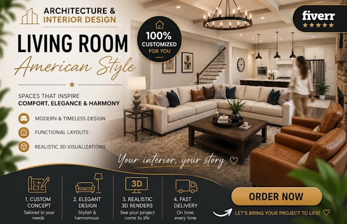 create professional 3d interior design home decoration