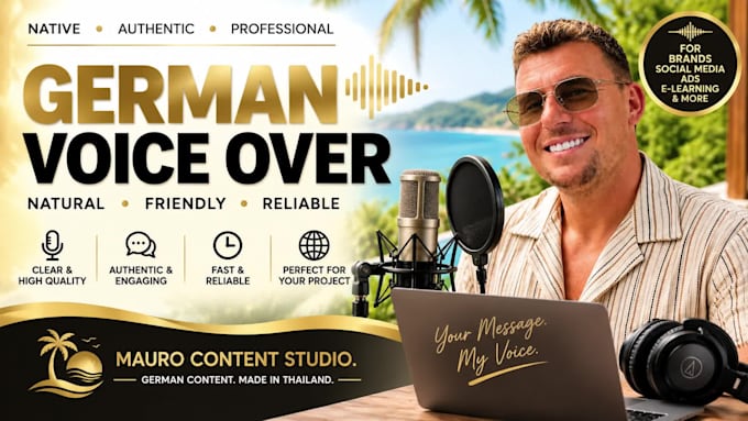 record a natural german voice over for your project