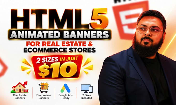 high CTR HTML5 animated website banner and shopify banner