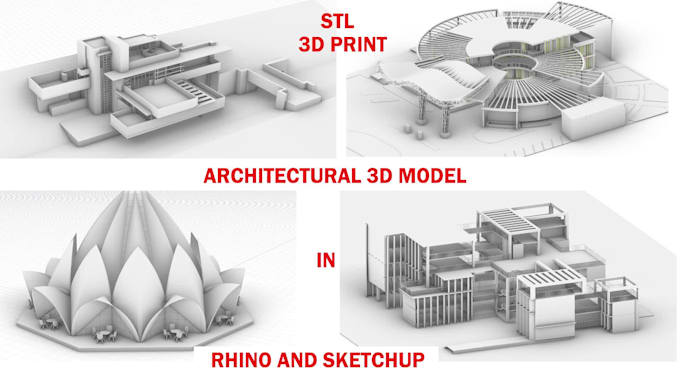 create detailed rhino and sketchup 3d models for architectural project