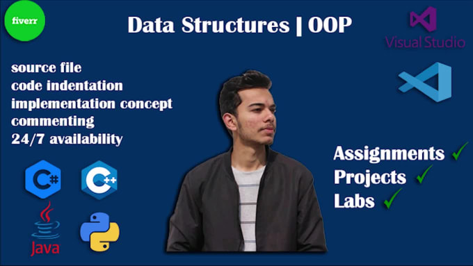 Do oop and dsa assignments projects and labs in cpp c sharp python and ...