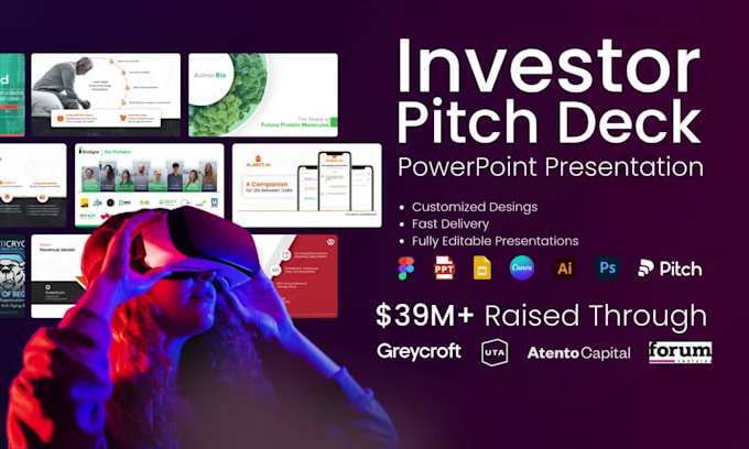 do investor pitch deck design and powerpoint presentation