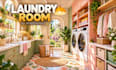 design laundry room interior, modern utility space and realistic 3d render