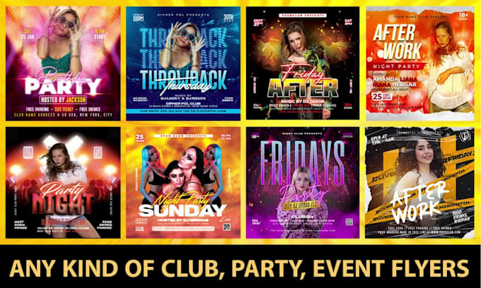 create a modern club, event, birthday, party flyer design