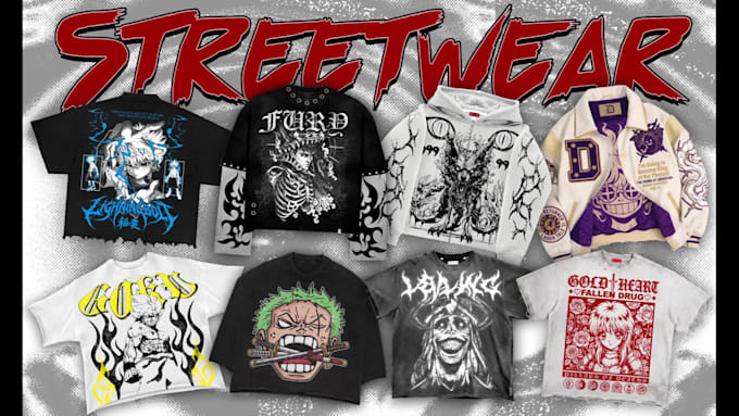 design edgy anime streetwear and vintage t shirt design