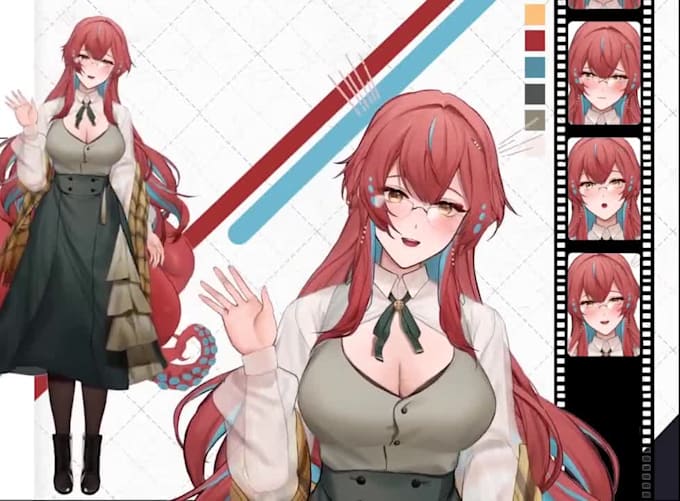 draw and rig 2d vtuber model, live2d model, anime vtuber model, vtuber rigging