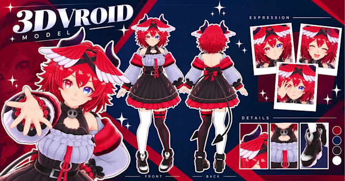 create 3d character for 3d vtuber, vrchat, rigging, 3d model, anime and 3d vroid