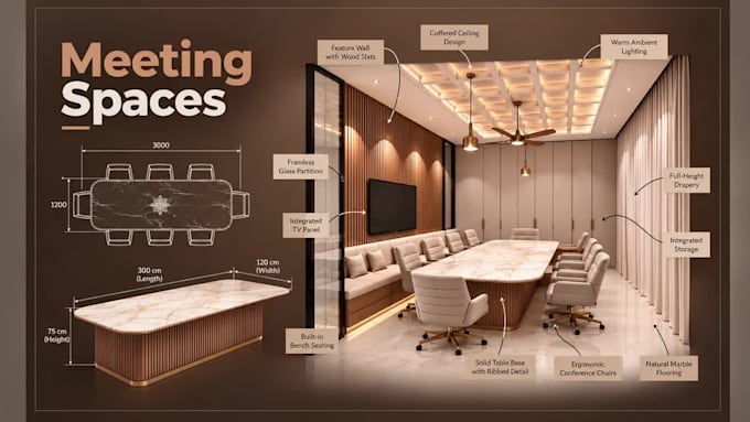 design executive office, meeting room, home office with 3d rendering