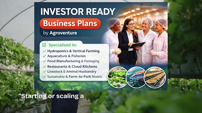 create funding ready business plans for agriculture and food ventures
