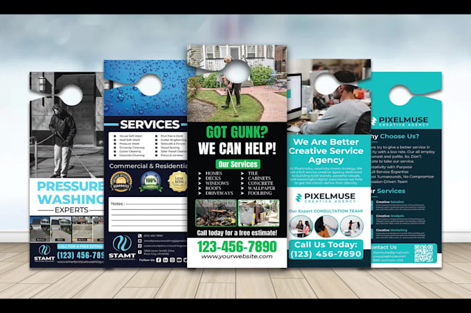 design door hanger, rackcard, dl flyer