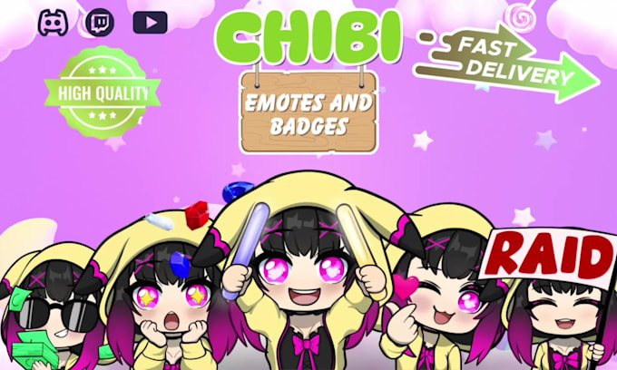 draw stunning emotes or sub badges for twitch streamer