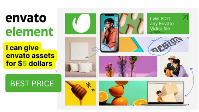 give you any envato 8 assets or files at 5 dollar