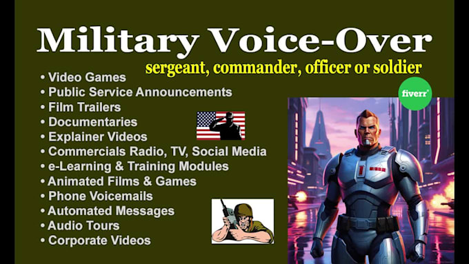 record a military style voice over performances and sound bites