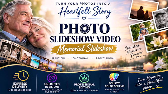 create urgent photo slideshow video, memorial slideshow