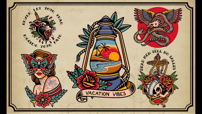 create awesome old school tattoo style design