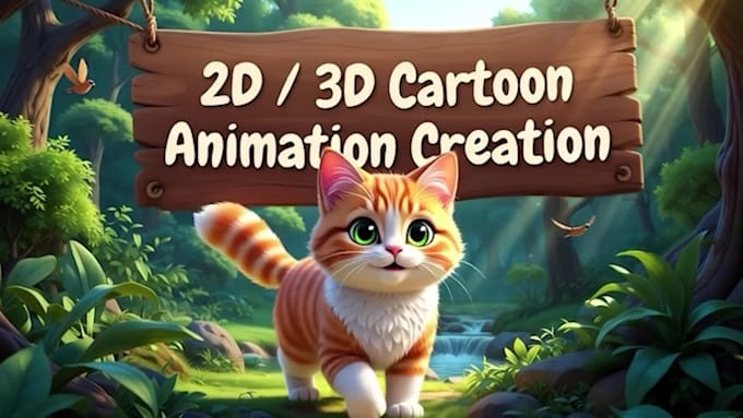 create 2d and 3d kids cartoon animation