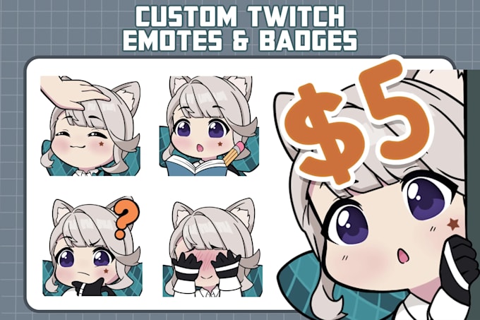 draw kawaii chibi emotes and sub badges for twitch