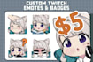 draw kawaii chibi emotes and sub badges for twitch