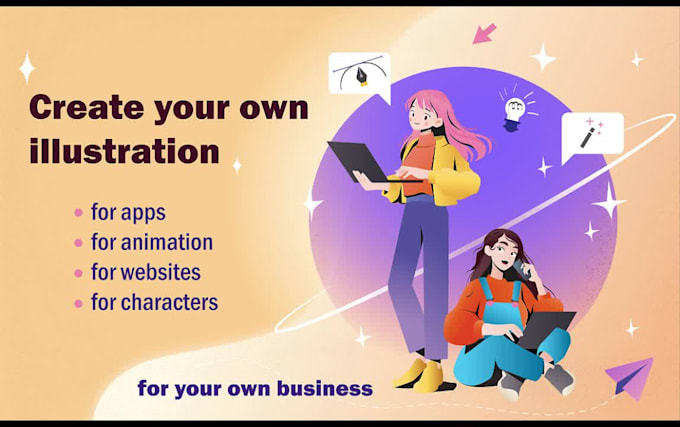 create flat vector illustrations for websites, apps