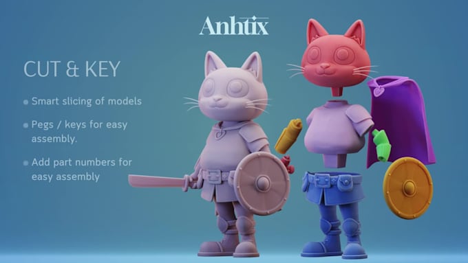 cut and key your 3d model for printing in stl format