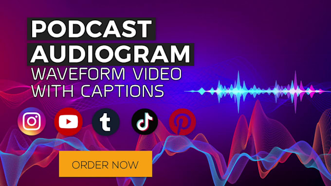 create audiogram or wave form video for podcast with captions