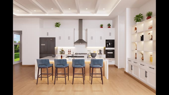 Bathroom and kitchen interior design with realistic renders by ...