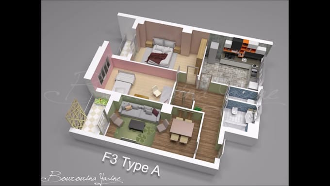create 3d floor plan , floor plans , 3d rendering