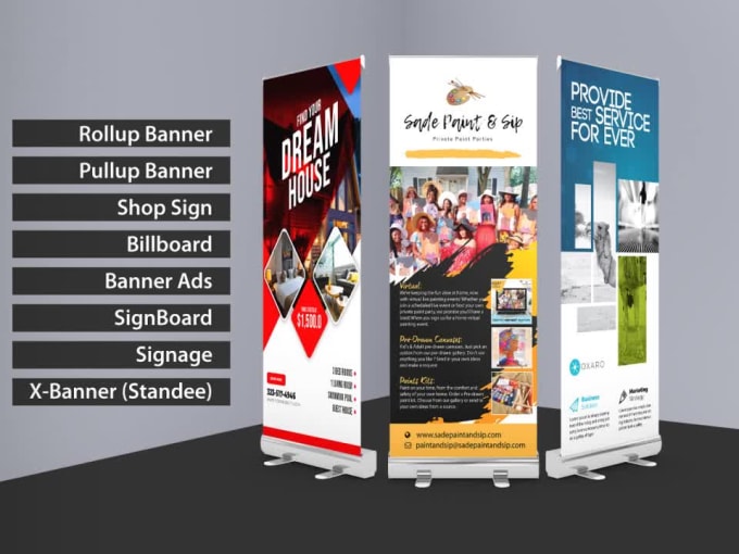 Design rollup or pullup banner, billboard, yard signs by Radeya | Fiverr