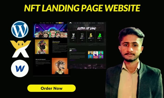 design nft landing page website in wordpress, wix, webflow