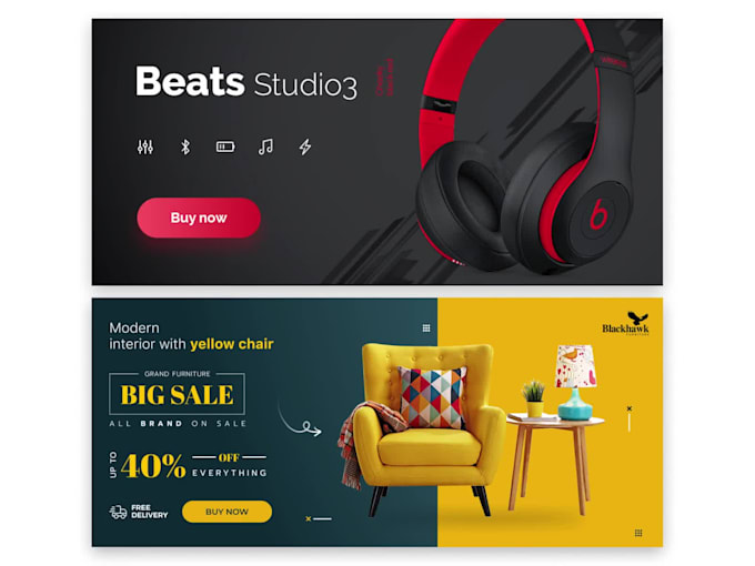 design website banner, header, ads and any custom banner
